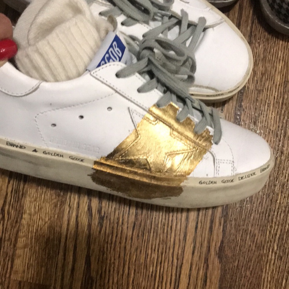 Golden Goose Hi Star White-Gold Star Sneakers